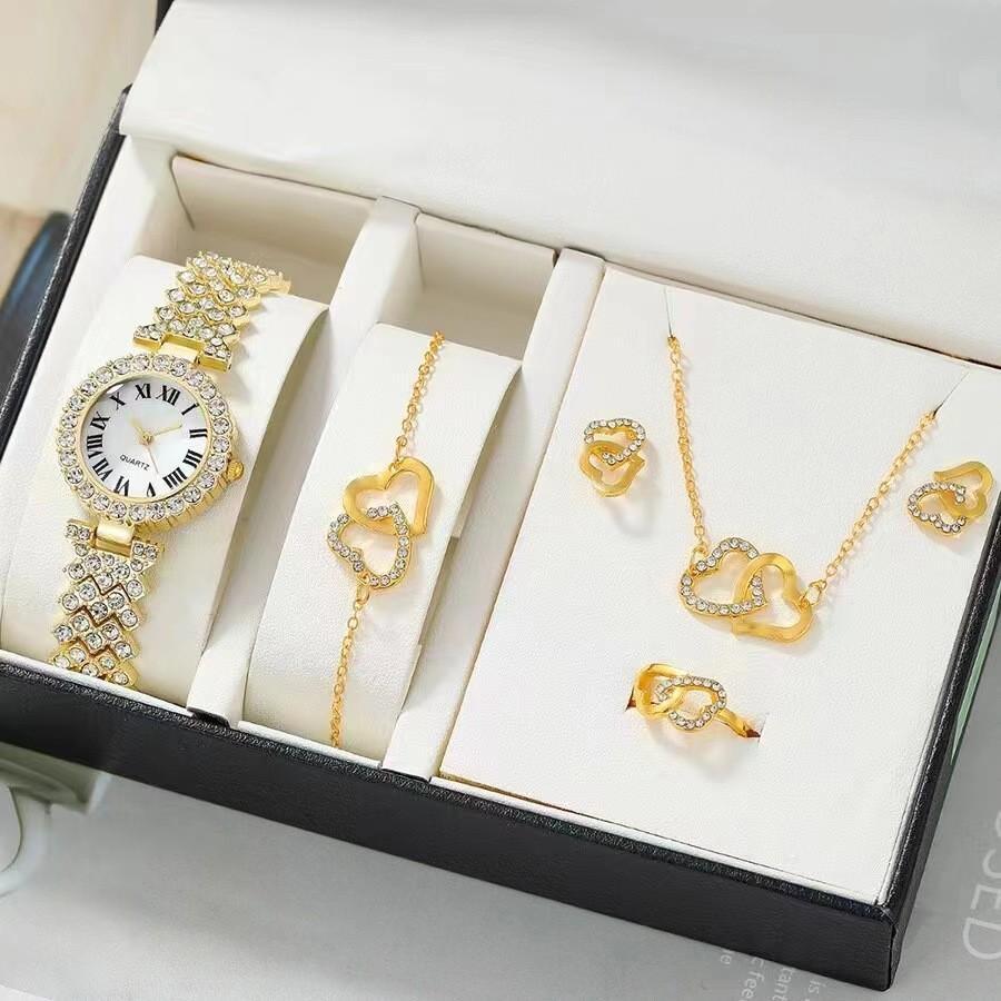 Fashion ladies quartz watch pearl movement 2025 new jewelry suit