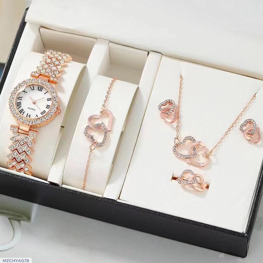Fashion ladies quartz watch pearl movement 2025 new jewelry suit