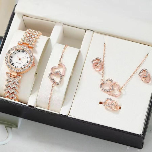 Fashion ladies quartz watch pearl movement 2025 new jewelry suit