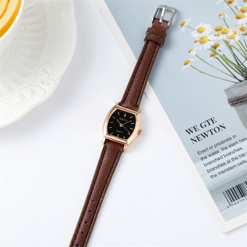 New Korean Style Fashionable Simple Square Retro Harajuku Style Student Men and Women Quartz Belt Couple Watch