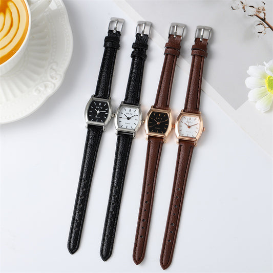 New Korean Style Fashionable Simple Square Retro Harajuku Style Student Men and Women Quartz Belt Couple Watch